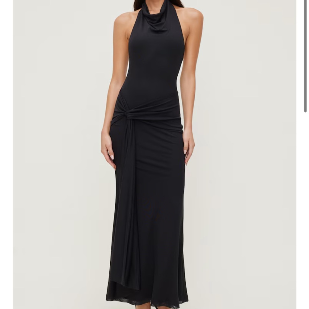Dynamite Front Drape Mesh Maxi Dress